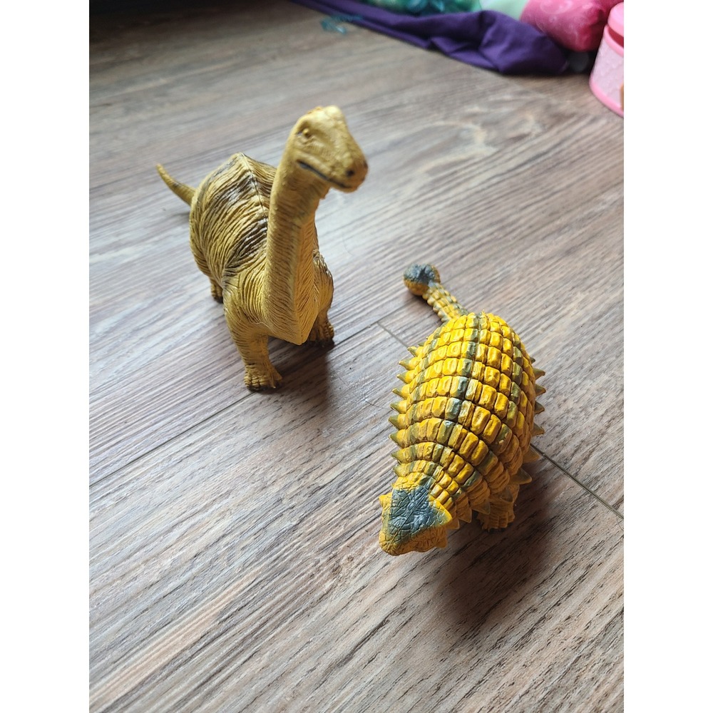 Vintage 1991 UKRD Dinosaur Figures Apatosaurus Ankylosaurus PVC Toy Lot 90s